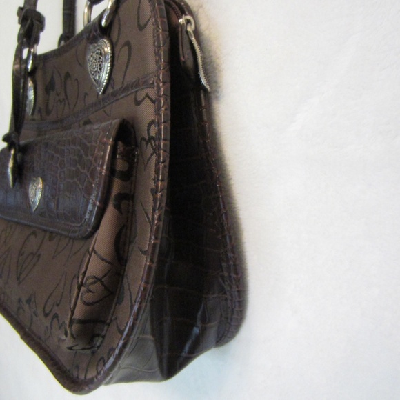 Unbranded Brown Heart/Love Double Handle Multi Compartment Purse - Picture 4 of 10